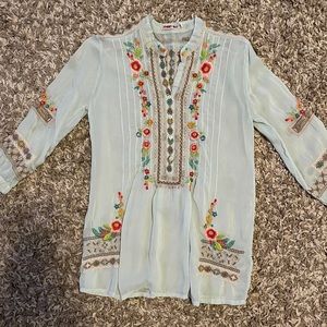 JOHNNY WAS -  Sheer embroidered top!